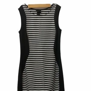 Black and white body-con dress.